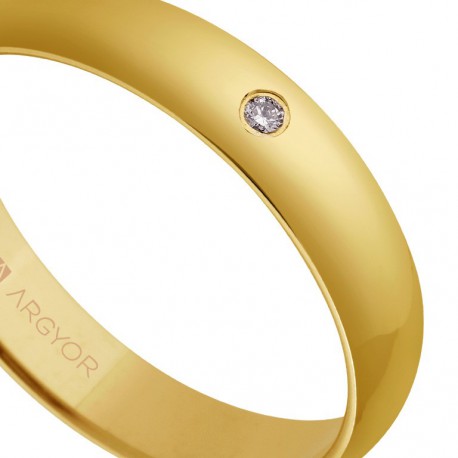 Alianza de boda con diamante oro 4 mm
