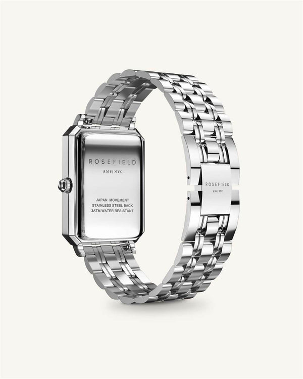 Rosefield Reloj The Octagon Blanco Sunray Acero inoxidable Plata