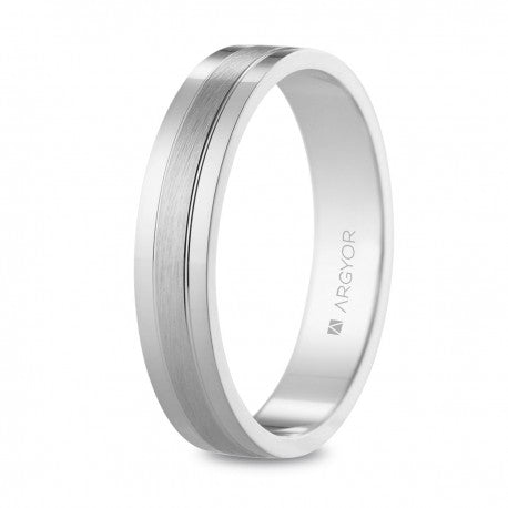 Alianza de boda oro blanco 18k brillo-satinado