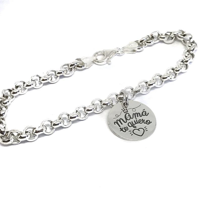 Pulsera plata Mamá personalizable .