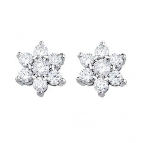 Pendientes de Oro Blanco y Circonita