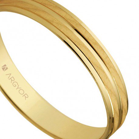 Alianza de boda en oro 4mm satinado-brillo