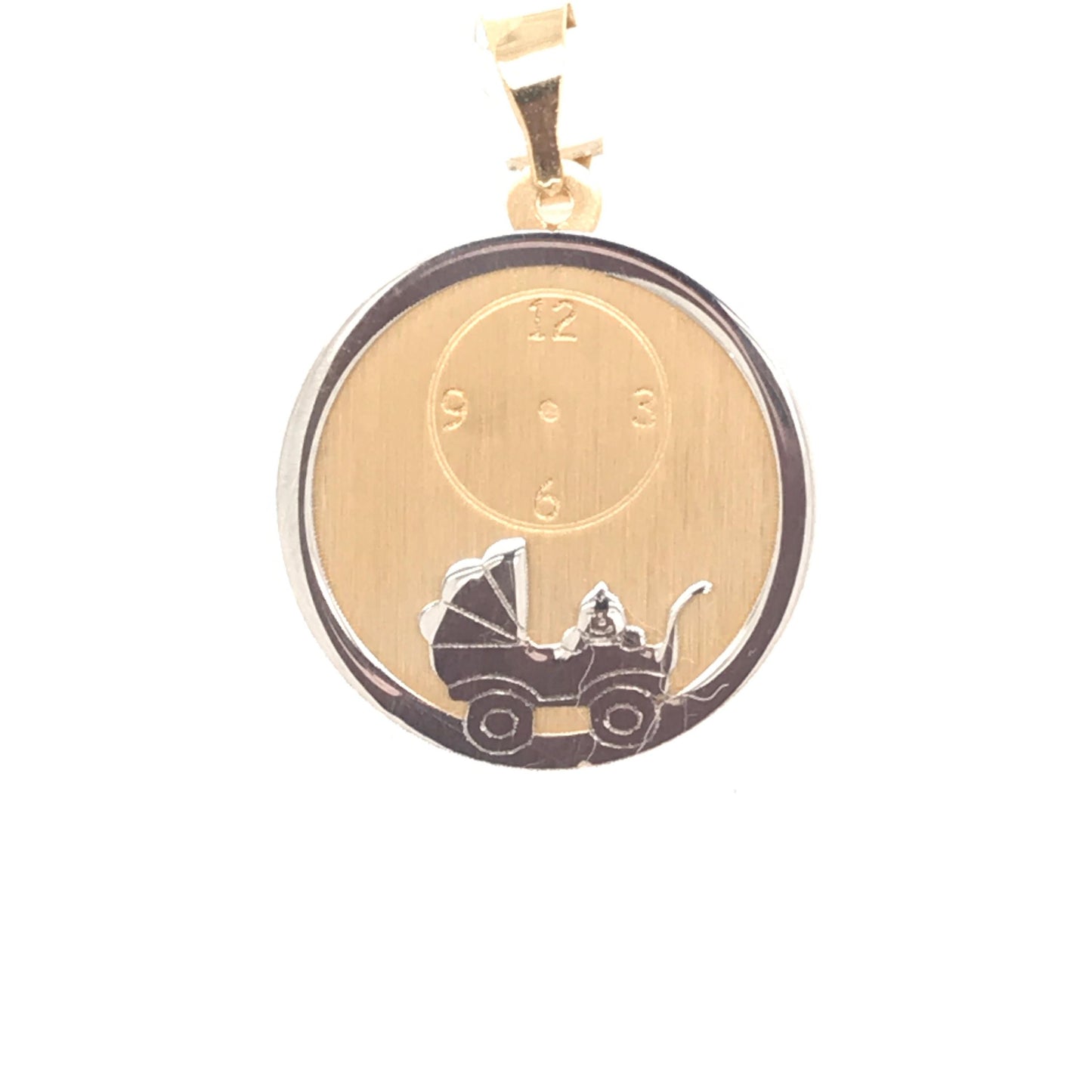 Medalla Reloj y carrito oro