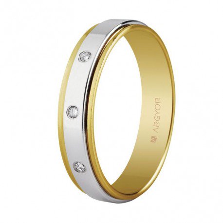 Alianza bicolor oro y diamantes 5mm